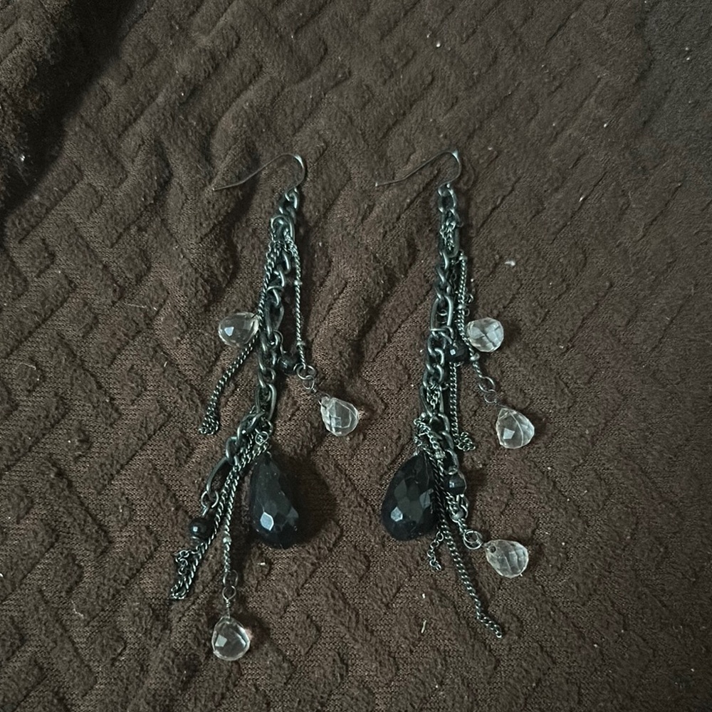 Elegant Black and Silver Dangle Earrings